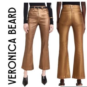 Veronica Beard Metallic Bronze Flare Jeans NWT 27